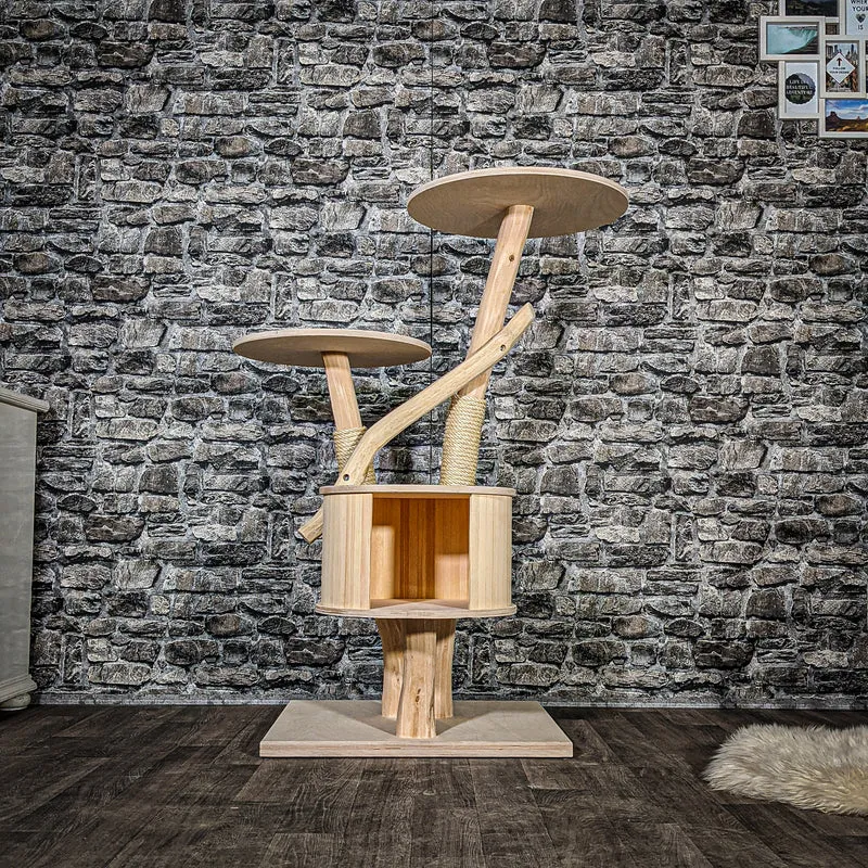 Naturkratzbaum 3401 Kratzbaum Natur Holz Design 120 cm hoch Katzenbaum
