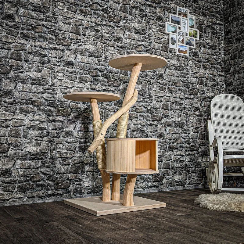 Naturkratzbaum 3401 Kratzbaum Natur Holz Design 120 cm hoch Katzenbaum