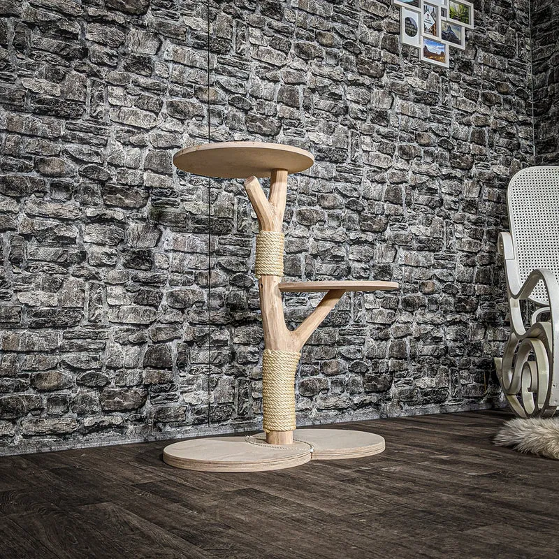 Naturkratzbaum 3399 Kratzbaum Natur Holz Design 85 cm hoch Katzenbaum