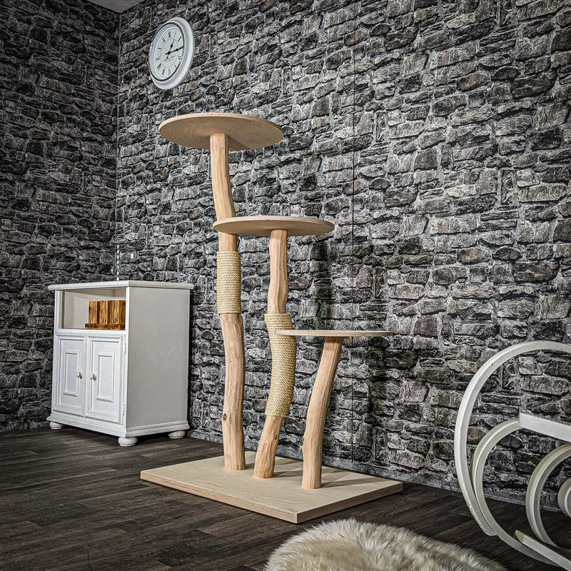 Naturkratzbaum 3381 Kratzbaum Natur Holz Design 137 cm hoch Katzenbaum