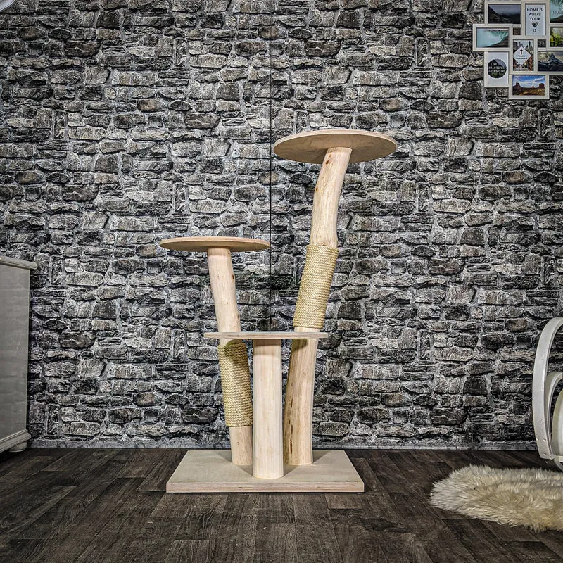 Naturkratzbaum 3380 Kratzbaum Natur Holz Design 120 cm hoch Katzenbaum
