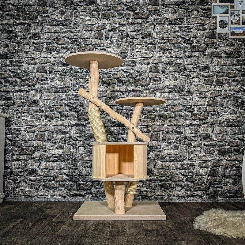 Naturkratzbaum 3379 Kratzbaum Natur Holz Design 117 cm hoch Katzenbaum