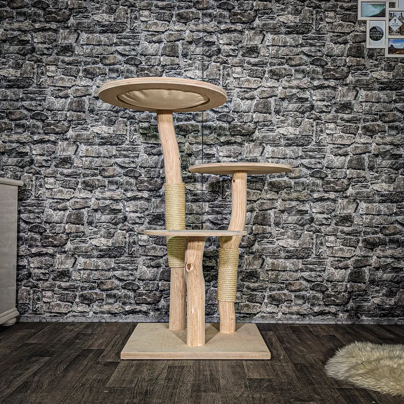 Naturkratzbaum 3378 Kratzbaum Natur Holz Design 115 cm hoch Katzenbaum