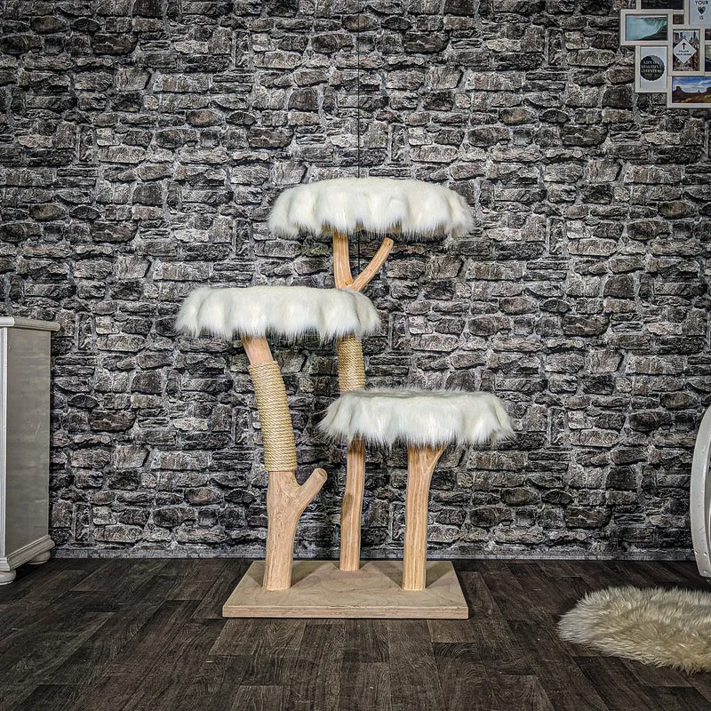 Naturkratzbaum 3376 Kratzbaum Natur Holz Design 115 cm hoch Katzenbaum