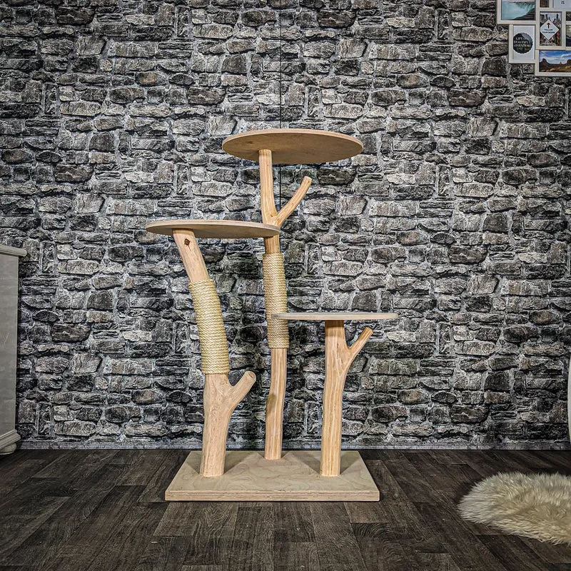 Naturkratzbaum 3376 Kratzbaum Natur Holz Design 115 cm hoch Katzenbaum