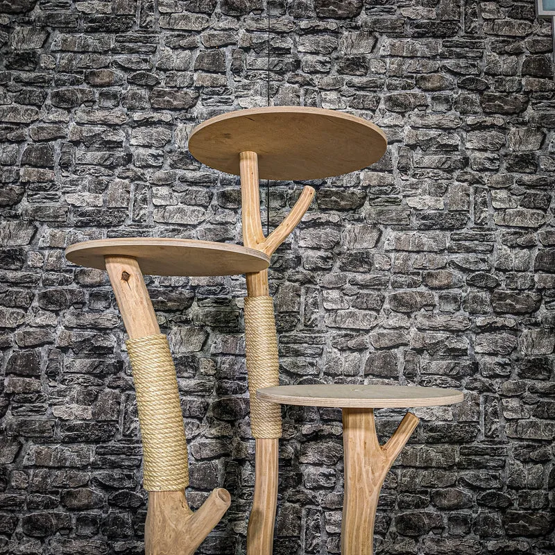 Naturkratzbaum 3376 Kratzbaum Natur Holz Design 115 cm hoch Katzenbaum