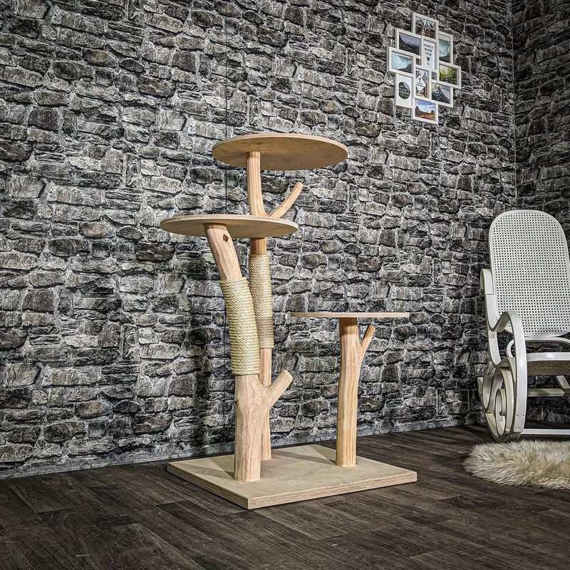 Naturkratzbaum 3376 Kratzbaum Natur Holz Design 115 cm hoch Katzenbaum