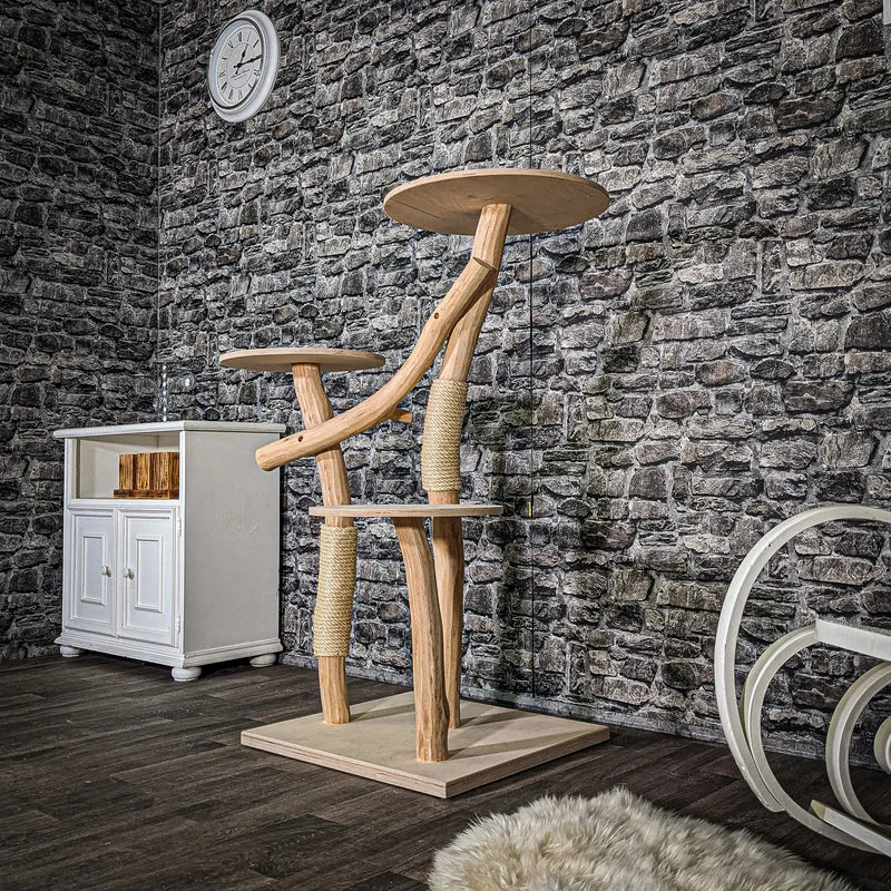 Naturkratzbaum 3375 Kratzbaum Natur Holz Design 122 cm hoch Katzenbaum