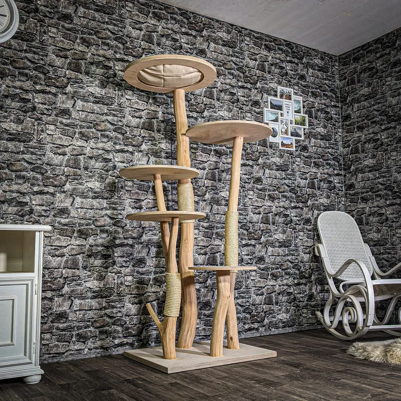 Naturkratzbaum 3369 Kratzbaum Natur Holz Design 176 cm hoch Katzenbaum