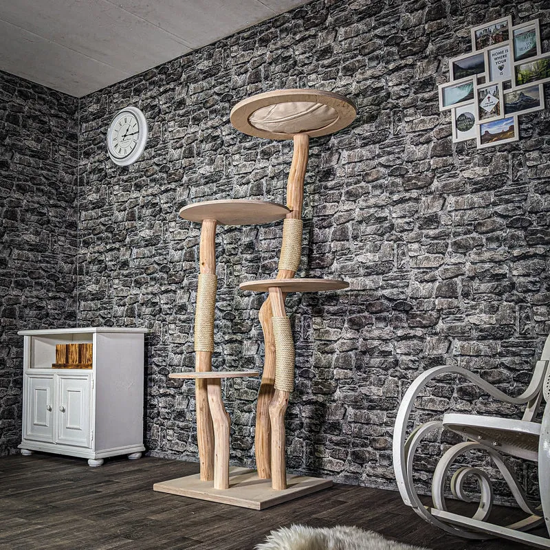 Naturkratzbaum 3367 Kratzbaum Natur Holz Design 173 cm hoch Katzenbaum