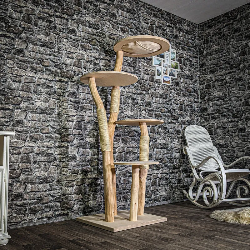Naturkratzbaum 3367 Kratzbaum Natur Holz Design 173 cm hoch Katzenbaum
