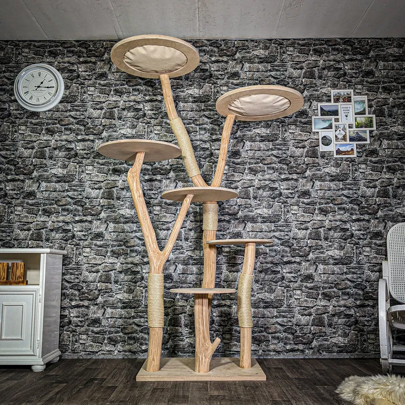 Naturkratzbaum 3366 Kratzbaum Natur Holz Design 204 cm hoch Katzenbaum