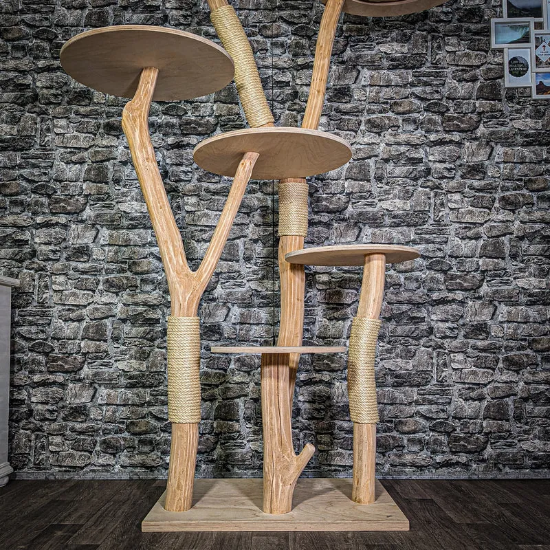 Naturkratzbaum 3366 Kratzbaum Natur Holz Design 204 cm hoch Katzenbaum