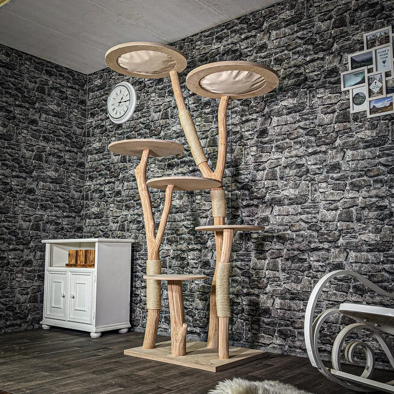 Naturkratzbaum 3366 Kratzbaum Natur Holz Design 204 cm hoch Katzenbaum