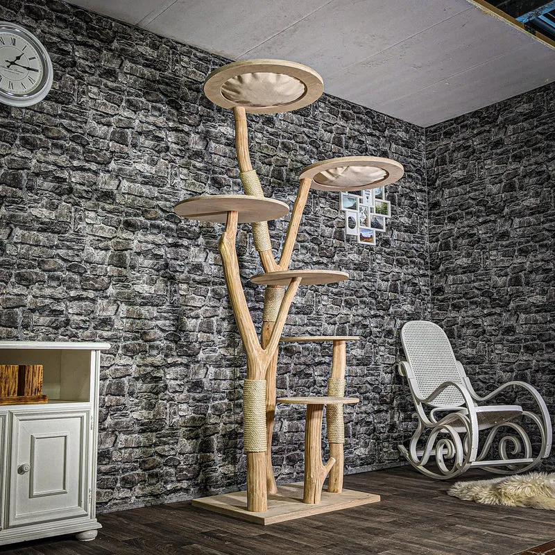 Naturkratzbaum 3366 Kratzbaum Natur Holz Design 204 cm hoch Katzenbaum