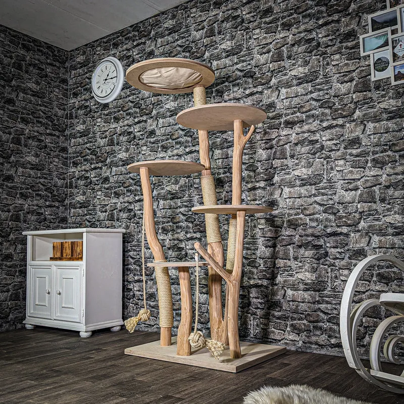 Naturkratzbaum 3365 Kratzbaum Natur Holz Design 174 cm hoch Katzenbaum