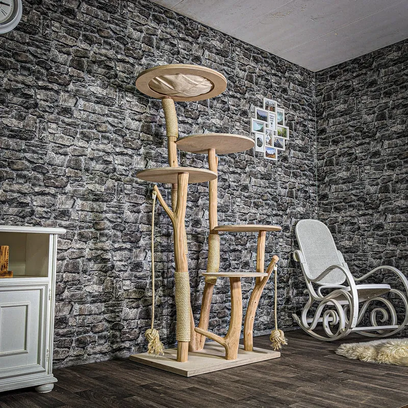 Naturkratzbaum 3365 Kratzbaum Natur Holz Design 174 cm hoch Katzenbaum