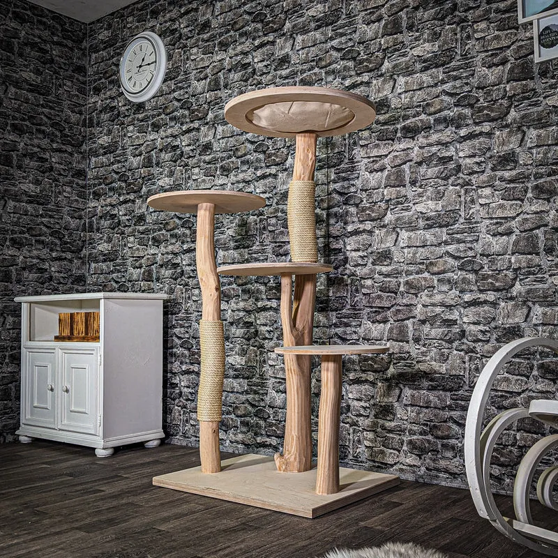 Naturkratzbaum 3363 Kratzbaum Natur Holz Design 144 cm hoch Katzenbaum