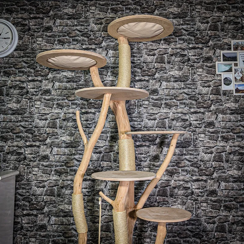 Naturkratzbaum 3362 Kratzbaum Natur Holz Design 208 cm hoch Katzenbaum