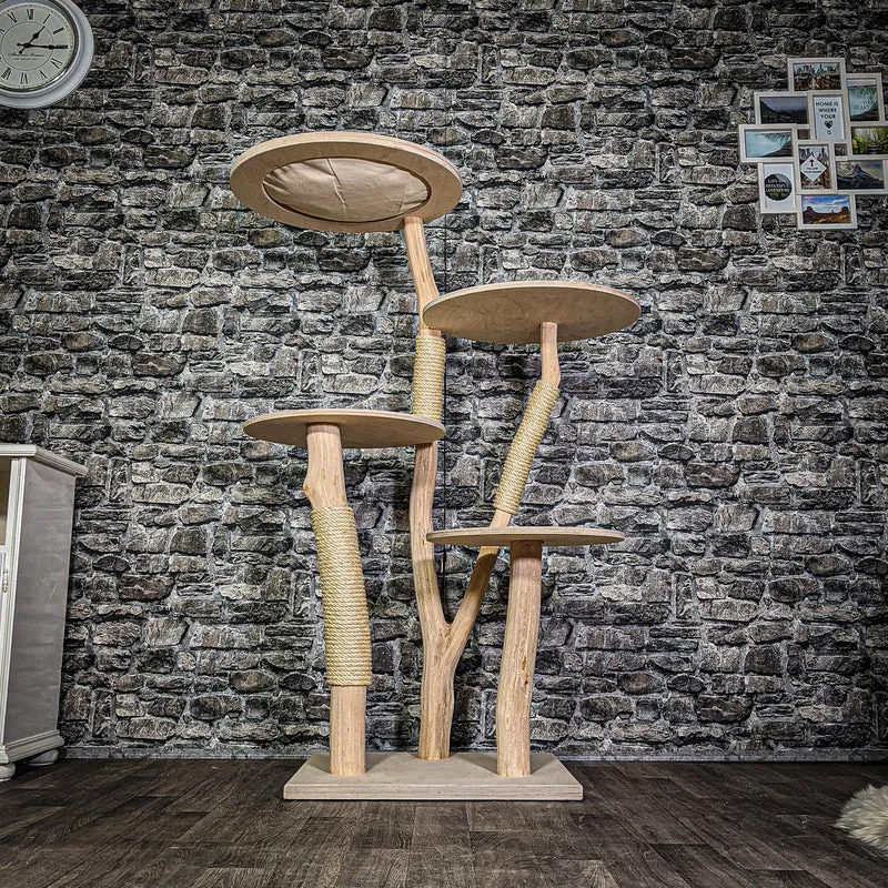 Naturkratzbaum 3360 Kratzbaum Natur Holz Design 145 cm hoch Katzenbaum