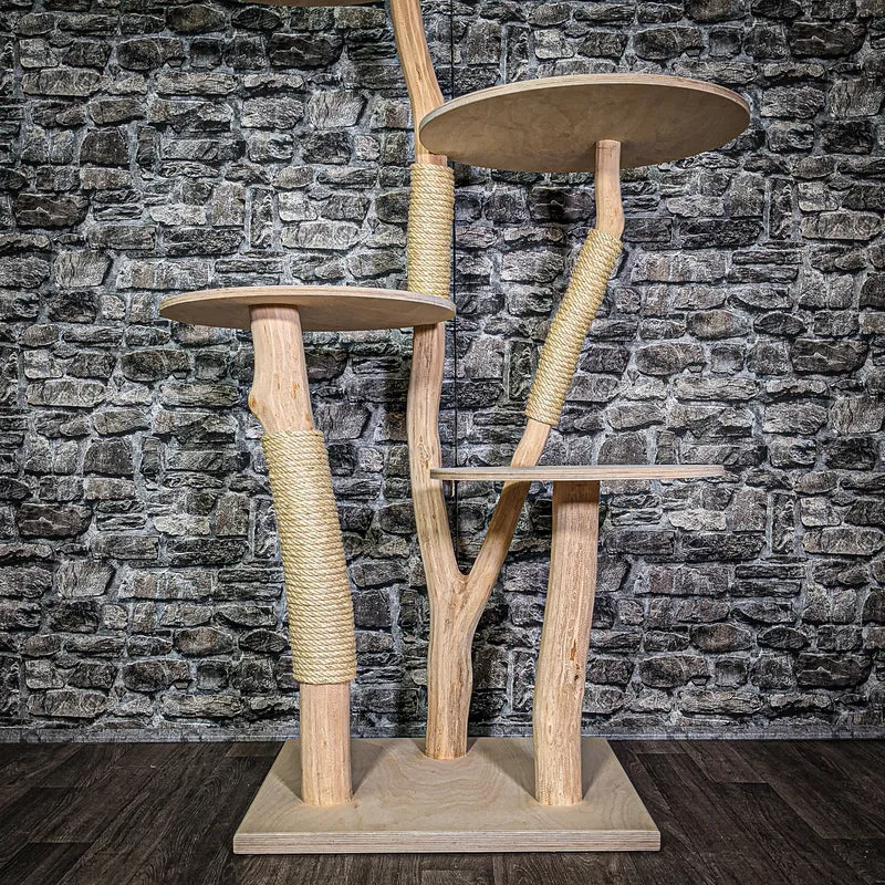 Naturkratzbaum 3360 Kratzbaum Natur Holz Design 145 cm hoch Katzenbaum