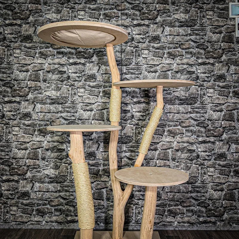 Naturkratzbaum 3360 Kratzbaum Natur Holz Design 145 cm hoch Katzenbaum