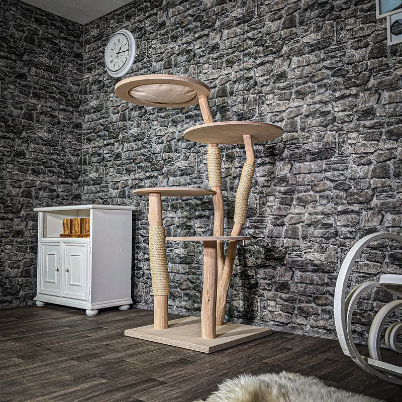 Naturkratzbaum 3360 Kratzbaum Natur Holz Design 145 cm hoch Katzenbaum