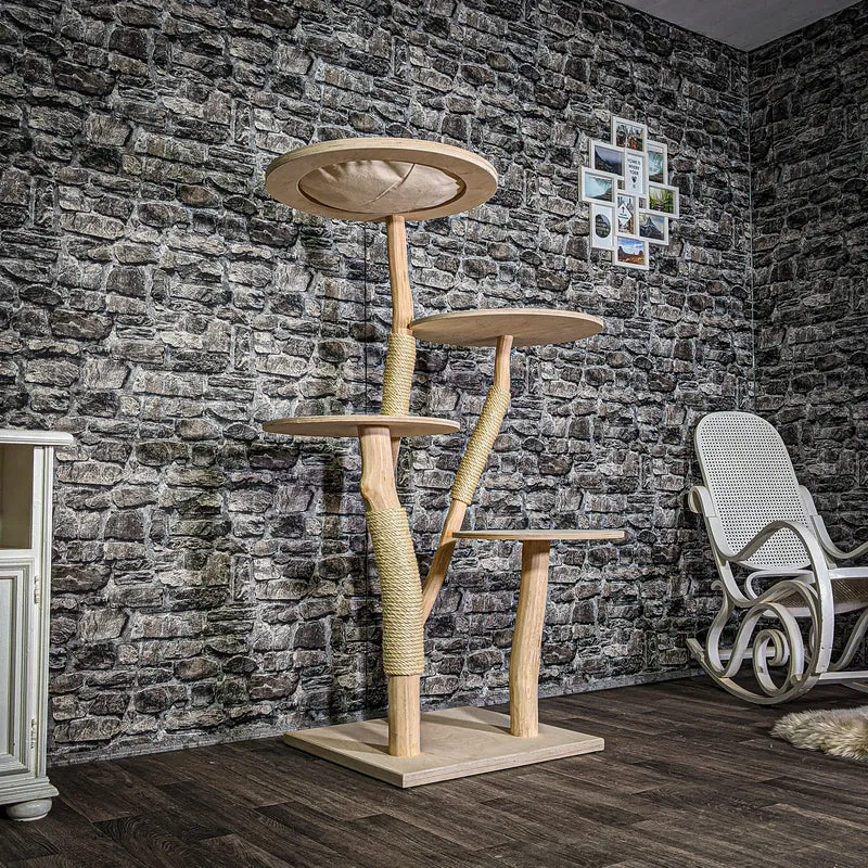Naturkratzbaum 3360 Kratzbaum Natur Holz Design 145 cm hoch Katzenbaum