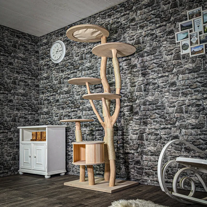 Naturkratzbaum 3359 Kratzbaum Natur Holz Design 200 cm hoch Katzenbaum