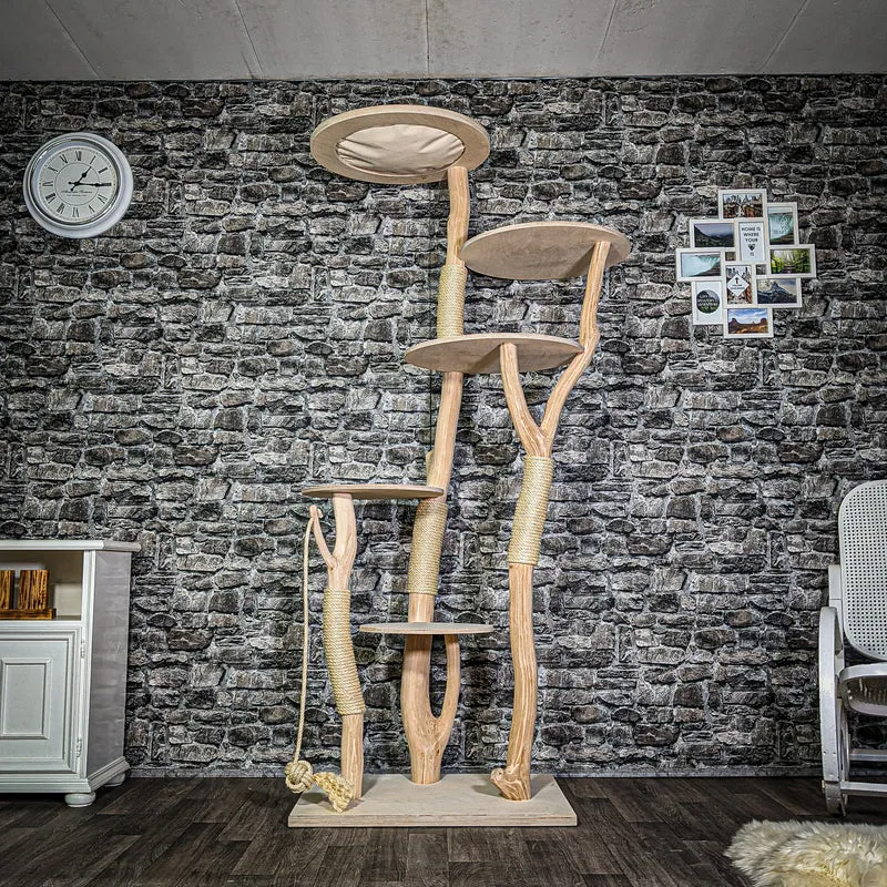 Naturkratzbaum 3358 Kratzbaum Natur Holz Design 205 cm hoch Katzenbaum