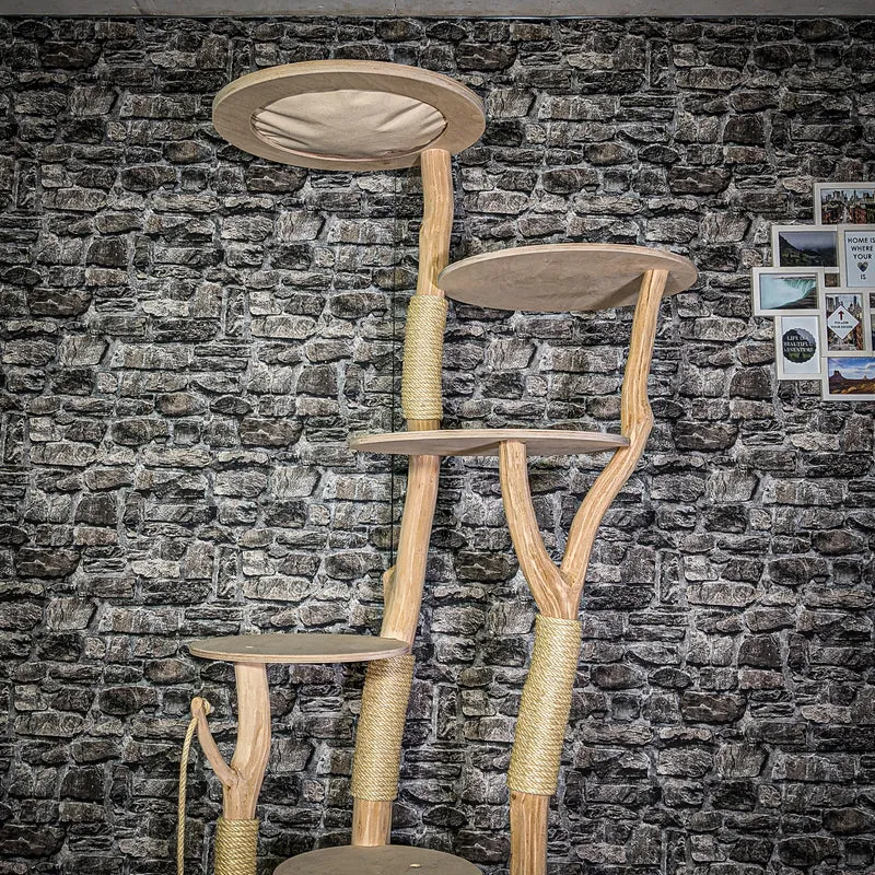 Naturkratzbaum 3358 Kratzbaum Natur Holz Design 205 cm hoch Katzenbaum