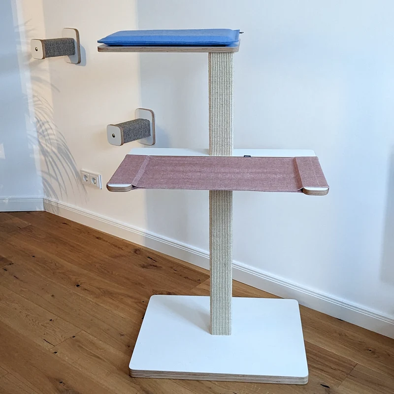 StapelBAR | KRATZBAUM aus Sisal mit HÄNGEMATTE und Plateau für Katzen - Kratzstamm 120cm