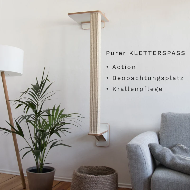 Vollpfosten schwebend | KLETTER-KRATZSTAMM aus Sisal für Katzen - Kratzsäule 78cm, 98cm, 118cm, 148cm