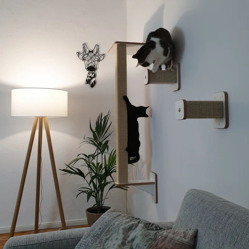 Vollpfosten schwebend | KLETTER-KRATZSTAMM aus Sisal für Katzen - Kratzsäule 78cm, 98cm, 118cm, 148cm