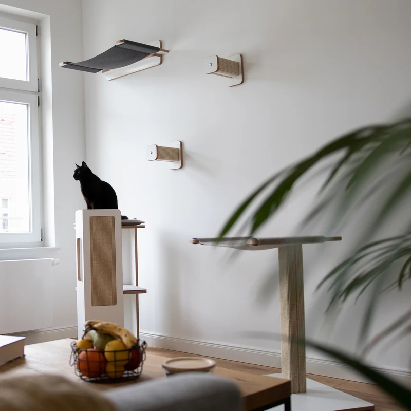 St(r)andmatte | KRATZBAUM aus Sisal mit HÄNGEMATTE für Katzen - Kratzstamm 78cm