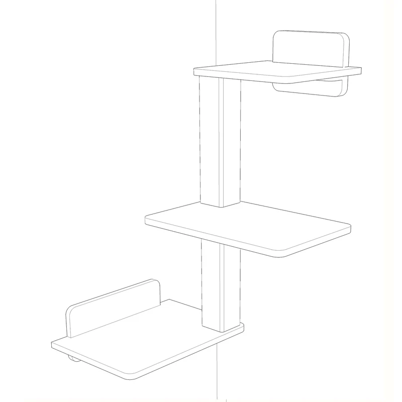 Doppeldecker | WAND-KRATZBAUM für Katzen - Kratzsäule 38cm, 78cm