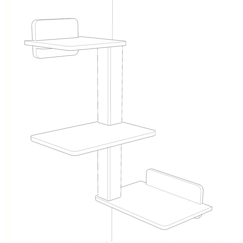 Doppeldecker | WAND-KRATZBAUM für Katzen - Kratzsäule 38cm, 78cm