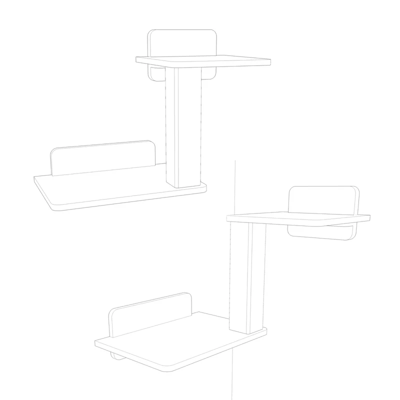 Doppeldecker | WAND-KRATZBAUM für Katzen - Kratzsäule 38cm, 78cm