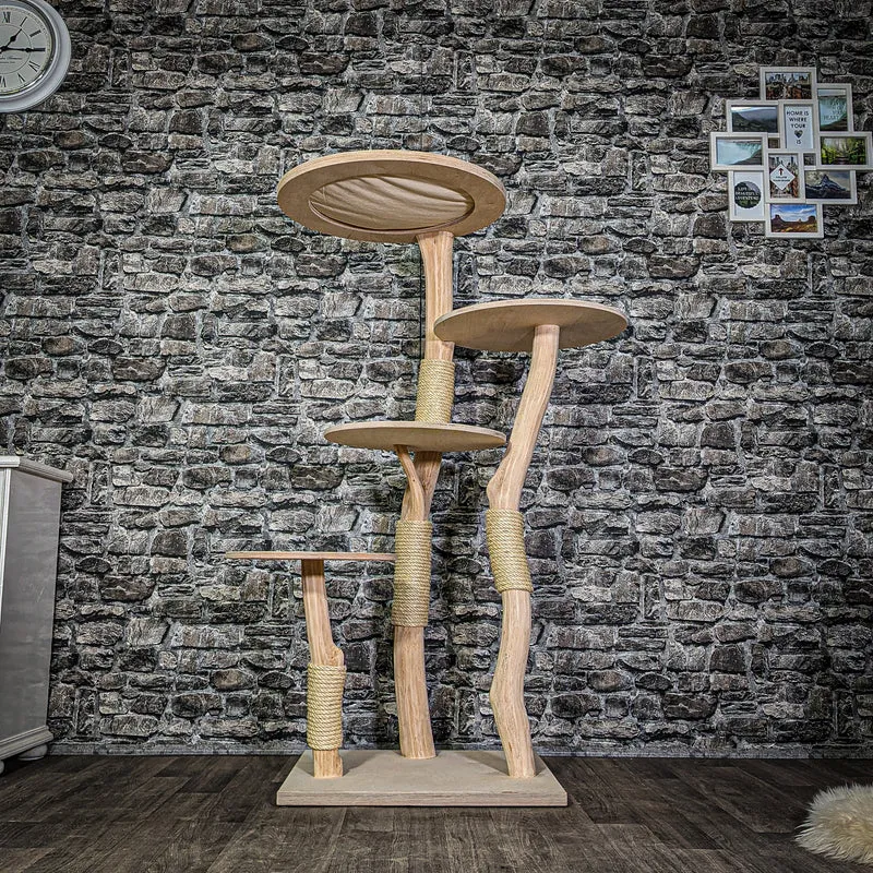 Naturkratzbaum 3319 Kratzbaum Natur Holz Design 146 cm hoch Katzenbaum
