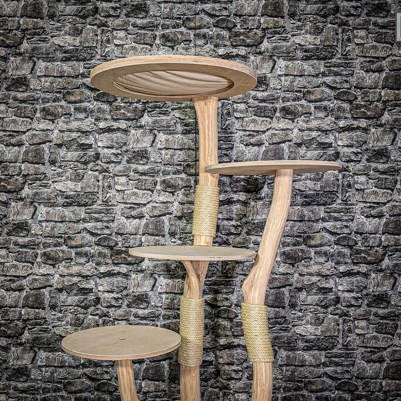 Naturkratzbaum 3319 Kratzbaum Natur Holz Design 146 cm hoch Katzenbaum