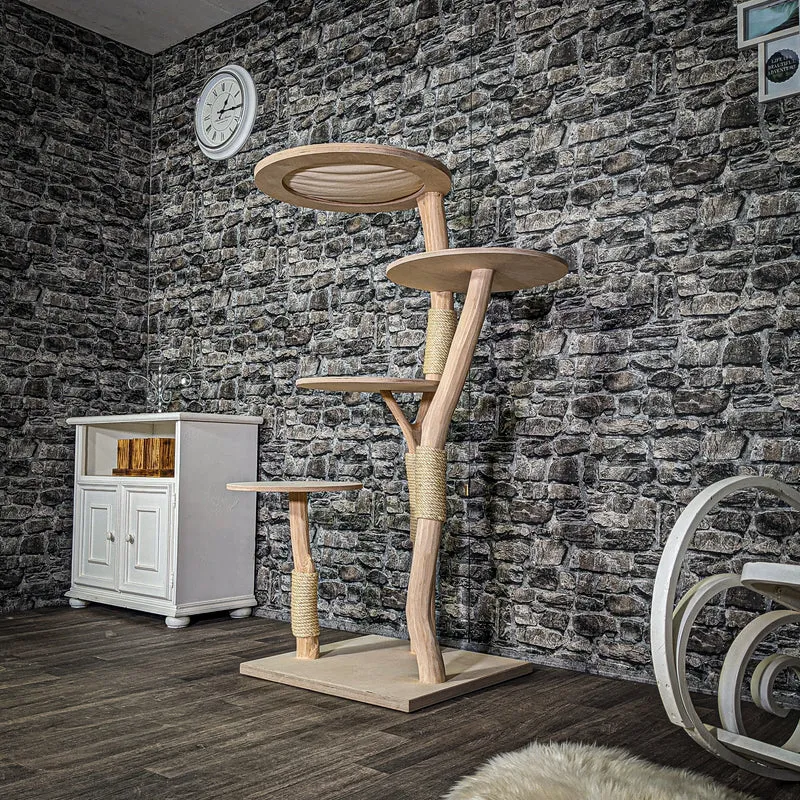 Naturkratzbaum 3319 Kratzbaum Natur Holz Design 146 cm hoch Katzenbaum