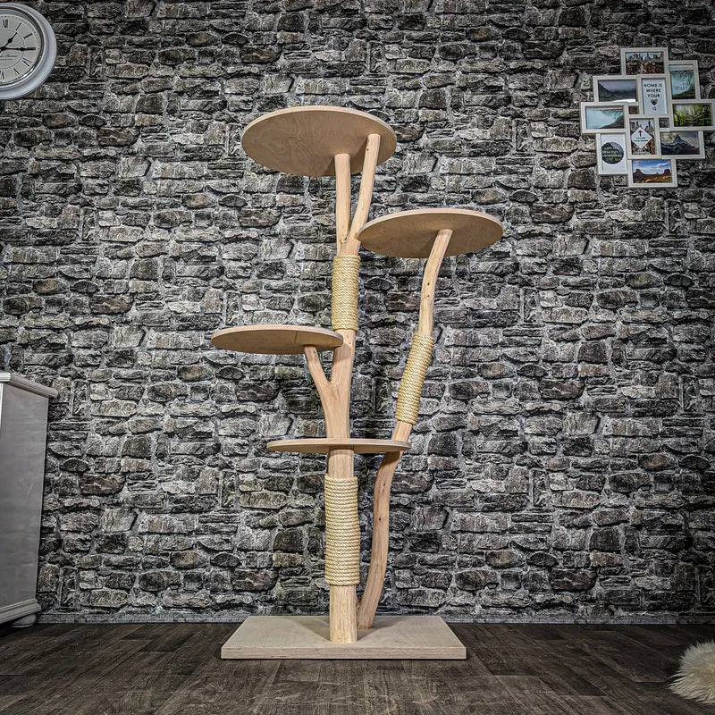 Naturkratzbaum 3318 Kratzbaum Natur Holz Design 154 cm hoch Katzenbaum