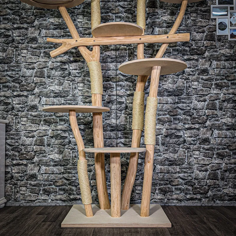 Naturkratzbaum 3317 Kratzbaum Natur Holz Design 207 cm hoch Katzenbaum