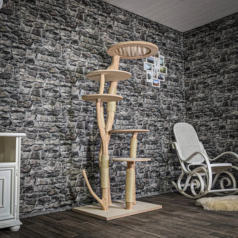 Naturkratzbaum 3316 Kratzbaum Natur Holz Design 175 cm hoch Katzenbaum