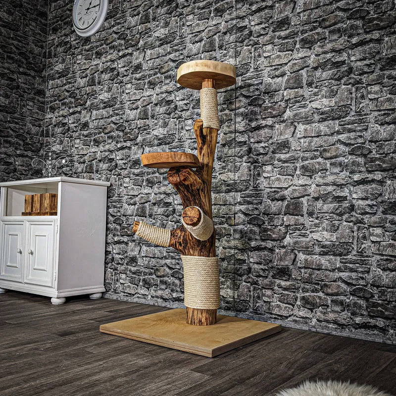 Naturkratzbaum 3313 Kratzbaum Natur Holz Design 127 cm hoch Katzenbaum