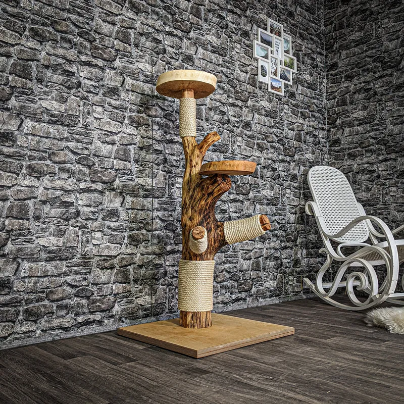 Naturkratzbaum 3313 Kratzbaum Natur Holz Design 127 cm hoch Katzenbaum
