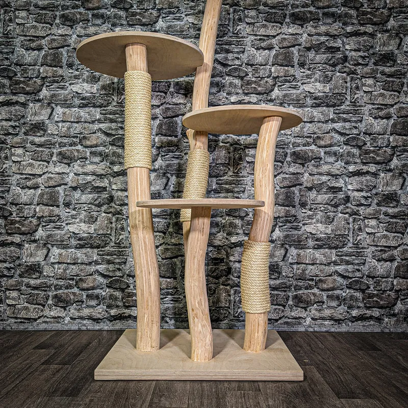 Naturkratzbaum 3311 Kratzbaum Natur Holz Design 145 cm hoch Katzenbaum