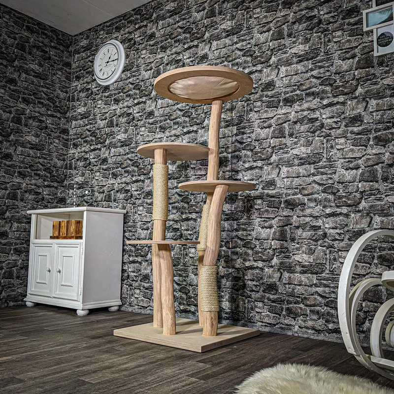 Naturkratzbaum 3311 Kratzbaum Natur Holz Design 145 cm hoch Katzenbaum