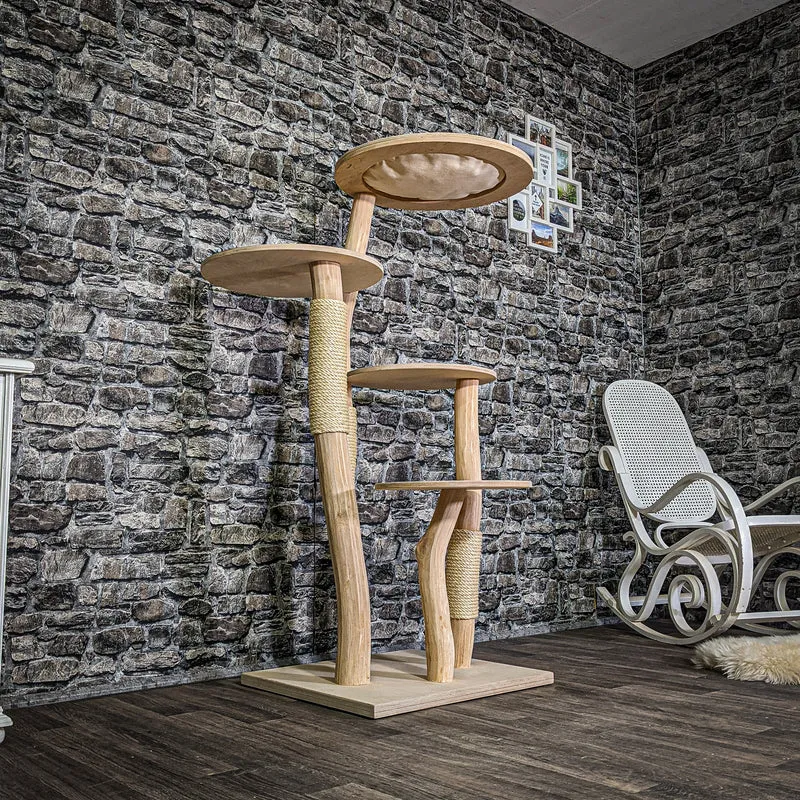 Naturkratzbaum 3311 Kratzbaum Natur Holz Design 145 cm hoch Katzenbaum