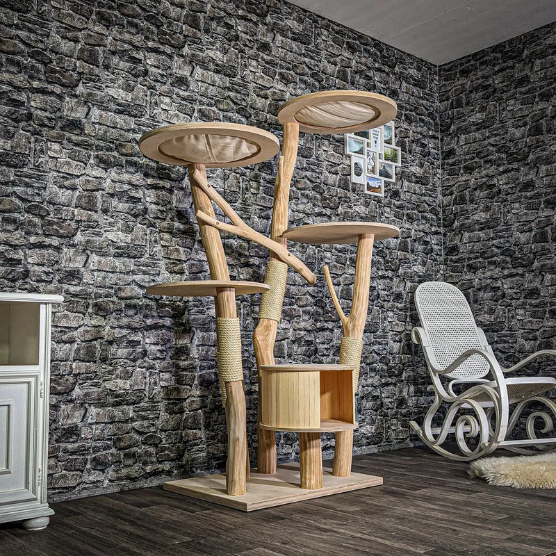 Naturkratzbaum 3310 Kratzbaum Natur Holz Design 175 cm hoch Katzenbaum